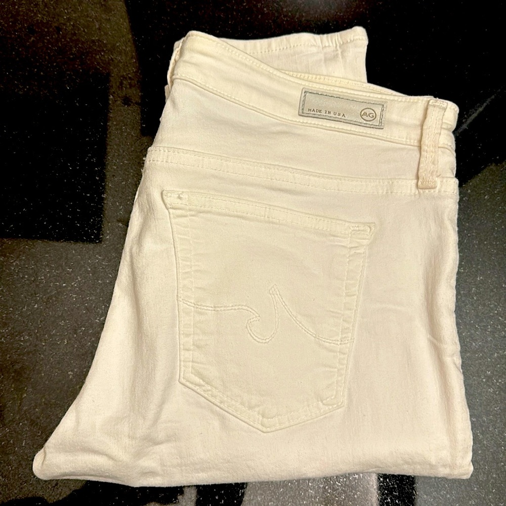 AG white denim jeans “the legging ankle”